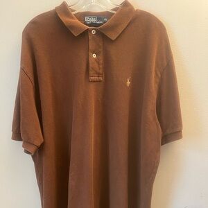 Ralph Lauren Polo Shirt 100% Cotton Chocolate Brown Preppy Casual Mens Size XL